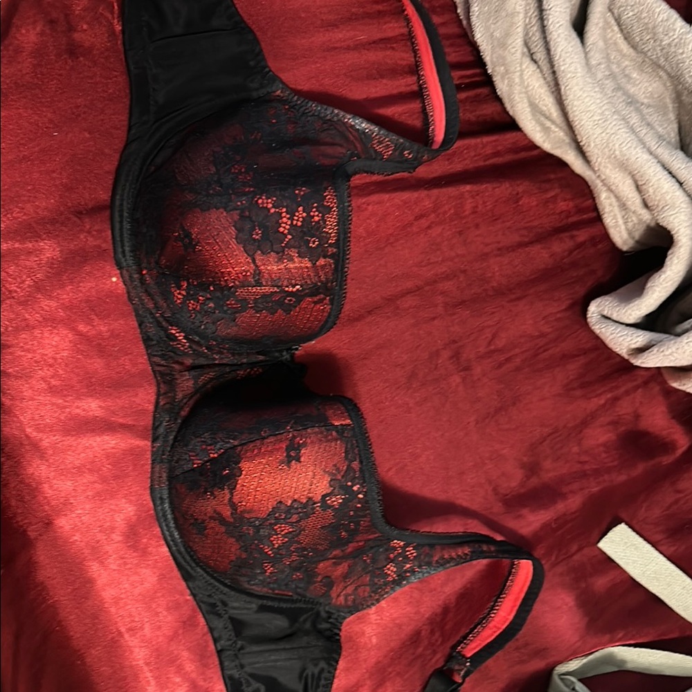 black and red floral bra 32h